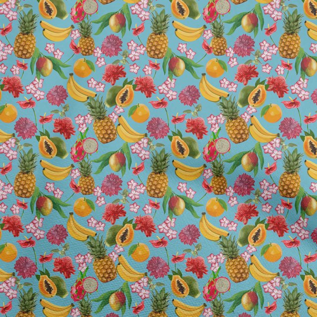 oneOone Polyester Spandex Light Blue Fabric Tropical Sewing Material Print Fabric By The Yard 56 Inch Wide