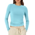 thumbnail image 1 of T-Shirts pour Femmes à Manches Longues Hauts à Manches Longues pour Femmes T-Shirts en Spandex Col Rond Crop Top Chandails de Compression pour Femmes Chemise à Manches Longues pour Femmes T-Shirt Basique Uni Hauts pour Femmes T-Shirts, 1 of 5