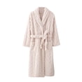 thumbnail image 1 of Timegard Bathrobe for Women Fuzzy Button down V Neck Robe Fleece Warm Long Sleeve Pajamas with Pockets, 1 of 6