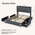thumbnail image 3 of Gymax Queen Size Bed Frame w/LED Lights Charging Station 2 Storage Pockets & 4 Drawers, 3 of 10