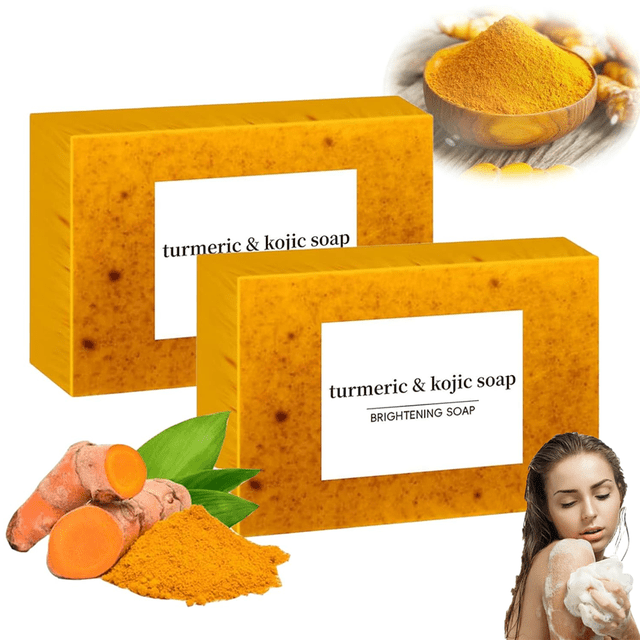 EIMELI Lemon Turmeric Kojic Soap Fragrance Turmeric Soap for Face and Body Turmeric Soap Sticks Lemon Turmeric Glowing Skin Care Soap Natural Turmeric Handmade Soap for All Skin Types