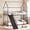 Black, variant on Twin Over Twin Bunk Bed with Slide & Ladder, House-Shaped Metal Bunk Bed Frame with Safety Guardrail & Roof, Heavy-Duty Kids Floor Bed for Boys Girls, No Box Spring Needed (White)