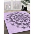 thumbnail image 3 of Ahgly Company Machine Washable Indoor Rectangle Transitional Purple Flower Purple Area Rugs, 2' x 4', 3 of 7