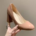 thumbnail image 4 of Escarpins à Talon Bloc pour Femmes, Talons d'Été Décontractés et Confortables, Chaussures à Enfiler à Bout Rond pour Femmes, 4 of 9