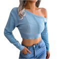 thumbnail image 2 of RKSTN Sweaters for Women Fashion Casual Long Sleeve Off Shoulder Knit Round-Neck Sweater Fall Sweaters, 2 of 5