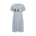 thumbnail image 2 of Sakmal Robes Moomoo Douces pour Femmes Noël Bleu Extensible Grande Taille Robe de Nuit Courte Imprimé Arbres de Noël Col Rond Manches Courtes Chemises de Nuit P-2TG, 2 of 5