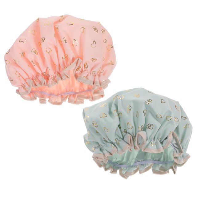 2 Pcs Bonnet de Bain Imperméable Élastique Double Couche pour Cheveux