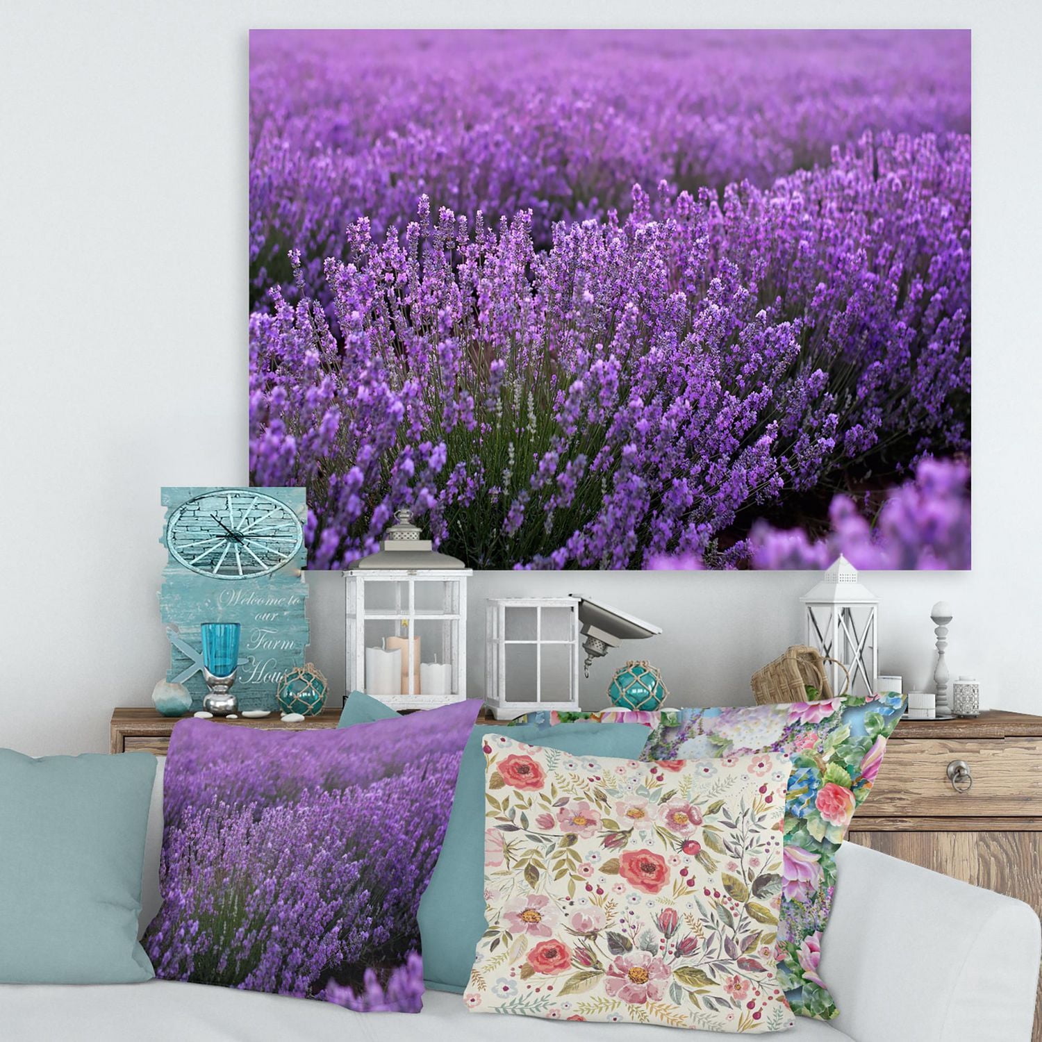 Designart Champ de lavande violet en fleurs Art mural sur toile