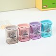 thumbnail image 1 of 4Pcs Quadrilateral Dual Hole Transparent Pencil Sharpener For Children Students Portable Pink #9yg2D, 1 of 9