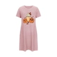 thumbnail image 2 of Sakmal Robe de Nuit Rose Moomoo pour Femmes Halloween Grande Taille Légère Courte Chemise de Nuit Imprimé Citrouille Manches Courtes Robes de Nuit pour Femmes, 2 of 5