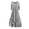 thumbnail image 4 of 2025 Robe Décontractée Ample pour Femme Robe Midi en Lin Robe à Manches Longues pour Femme Robe Évasée Robe Décontractée à Col Rond Ample Fluide Robe pour Femme Froncée, 4 of 4