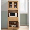 thumbnail image 3 of Hodedah Armoire de Rangement de Cuisine Autoportante avec Espace Ouvert pour Micro-Ondes, Beech, 3 of 5