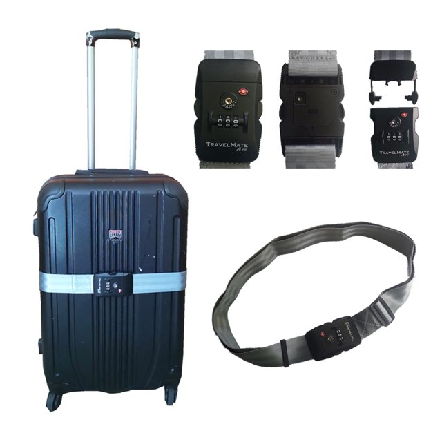 A99 TSA Adjustable Luggage Straps Grey 1pc Travel Mate Strap Suitcase Packing Belt Travel Accessories Digital Dial Combination Safe Suitcase Lock Strap