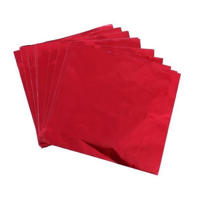 Rongfmy 4x100Pcs Chocolate Candy Package Paper Aluminum foil Wrappers Red 8x8cm 4 Pcs