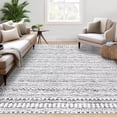 thumbnail image 1 of Twister.CK Washable 9' x 12' Vintage Striped Area Rug, Soft Living Room Rug Stain Resistant Indoor Carpet Non Slip Low Pile Floor Cover for Bedroom Dining Room, Gray, 1 of 9