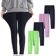 thumbnail image 4 of YUNAFFT Girls Stretchy Soft Leggings 3-12Y 4-Pack Lycra Spandex Pure Color Breathable Base Layer Pants, 4 of 9