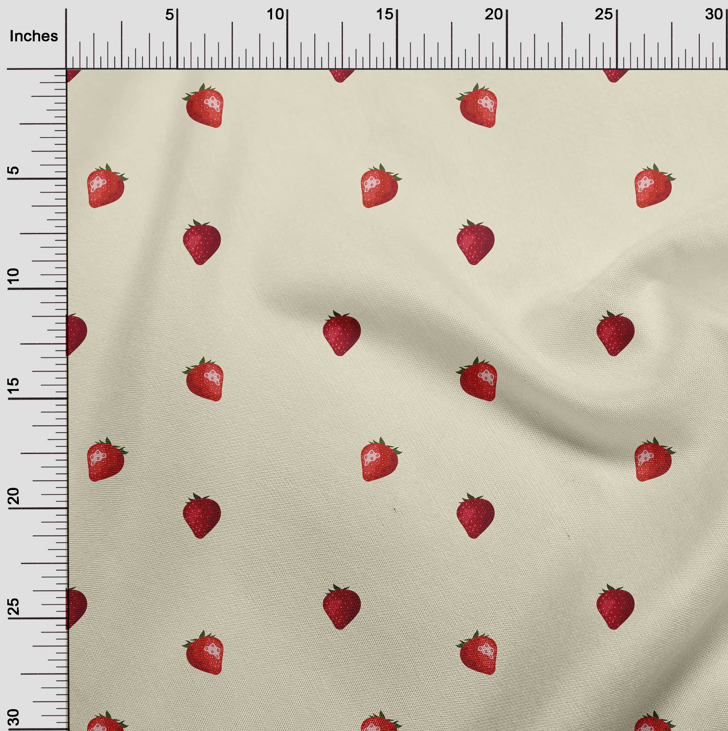 oneOone Tissu Voile de Coton Biologique Imprimé Fraise BTY 42 Pouces de Large