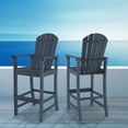 thumbnail image 2 of Gymax Set Of 2 Outdoor HDPE Bar Height Stool Patio Tall Chair Armrest Footrest All Weather Navy, 2 of 10