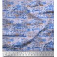 thumbnail image 1 of Soimoi Rayon Fabric Human & Stamps Vintage Print Fabric by the Yard 56 Inch Wide, 1 of 3