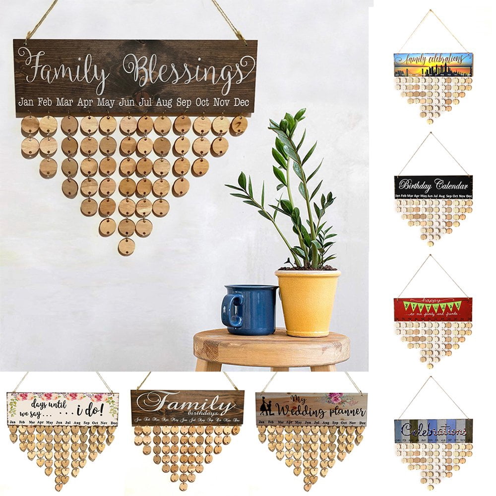 Special Days Family Friends Birthday Dates Sign DIY Calendar Reminder Wood Board