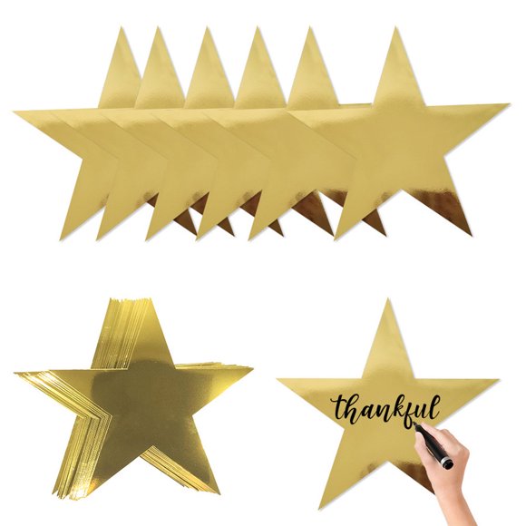 36pcs Gold Star Double Printed Paper Stars Decoration for Wedding Party Supplies, 28cm