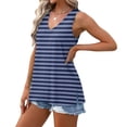 thumbnail image 4 of UPPADA Débardeurs d'Été pour Femmes à Col en V, Laçage devant, T-Shirts, Chemises Sans Manches, Coupe Ample, Chemises Confortables, Tenues de Plage, Bleu Marine, m, 4 of 8