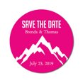 thumbnail image 1 of Darling Souvenir Round 45 Pcs Snowy Mountain Save The Date Stickers Personalized Bride Groom Names And Date Envelope Seals - Fuchsia Pink, 1 of 4