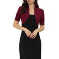 thumbnail image 1 of INSPIRE CHIC Boléros pour Femmes à devant Ouvert, Manches Courtes Froncées, Cardigan Court TG Rouge Vin, 1 of 6