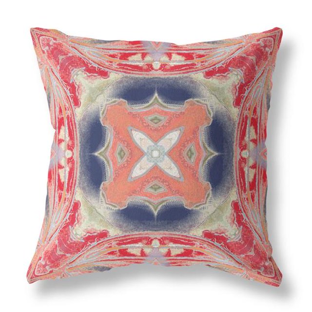 HomeRoots 411761 20 in. Rouge & Crème Geo Tribal Intérieur & Coussin d'Extérieur & 44; Multi Couleur