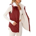 thumbnail image 1 of Hvobtty Vestes en Molleton Chaudes Décontractées Sans Manches pour Femmes, Gilets d'Hiver Sans Manches pour Femmes Dames Manteau en Molleton à Fermeture Éclair Col Montant Long Chaud Manteau à Cordon avec Poches Vêtement d'Extérieur, 1 of 4