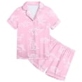 thumbnail image 4 of Ensemble de Pyjama en Satin pour Garçons Imprimé Manches Courtes Pyjama à Boutons pour Filles Ensemble de Pyjama Tenue de Nuit pour Filles Pyjama pour Filles Mode Garçons Filles, 4 of 5