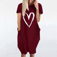 thumbnail image 2 of Pisexur Robe Maxi pour Femme Grande Taille Été Décontractée à Imprimé Cœur à Manches Courtes Col Rond Ample Unie Chemise de Nuit Plissée Robe de Sommeil Confortable avec Poches, 2 of 5