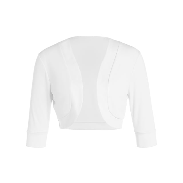 Gupgi Women Shrug Cardigan Open Front Solid Color Bolero Jacket Cropped Coat in white. A cropped cardigan with long sleeves and an open front design, made of soft, breathable polyester. Ideal for casual occasions such as gatherings, travel, shopping, or spring and fall wear.