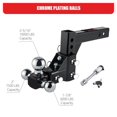 thumbnail image 3 of Adjustable Trailer Hitch Ball Mount, Tri-Ball (1-7/8" X 2" X 2-5/16"), Fits 2" Receiver, 5" Rise/Drop Hitch, Hitch For Heavy Dut ,Dependable Strength, 3 of 7