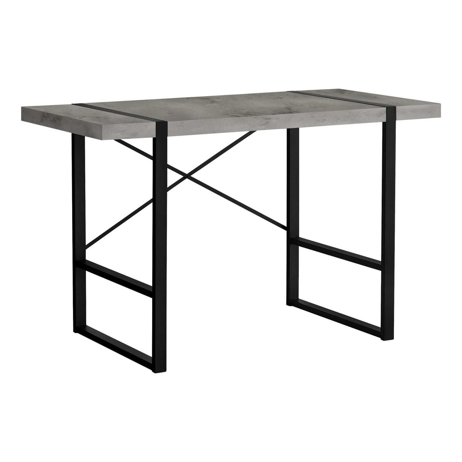 Monarch Specialties Bureau, Bureau À Domicile, Ordinateur Portable, 48"l, Travail, Métal, Stratifié, Gris, Noir, Contemporain, Moderne