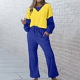 thumbnail image 2 of Posijego Womens Sweatsuit 2 Piece Color Block Crewneck Pullover Sweatshirts Pants Lounge Outfits Tracksuit, 2 of 7