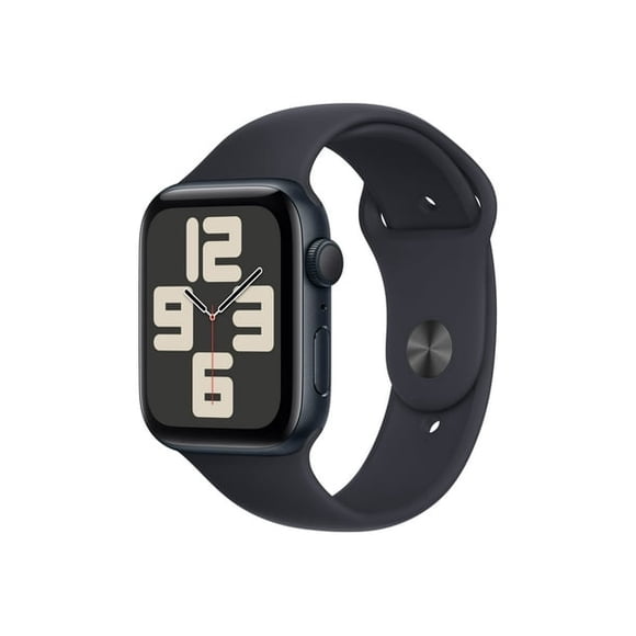 Restored Apple Watch SE (2nd Generation) 44mm Midnight Aluminum Case with Midnight Sport Band (S/M) Retina Display, GPS, Water Resistant - Refurbished Good