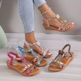 thumbnail image 5 of KAMUCC Women's Sandals with Wedge Design High Heel Rhinestone Bands and Elastic Strap Versatile for Outdoor and Beach, 5 of 5