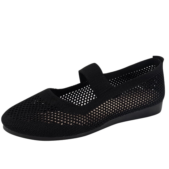 Women's Comfy Elastic Strap Wedge Slip-On Shoes, Womens Round Toe Ballet Wedge Dress Shoes