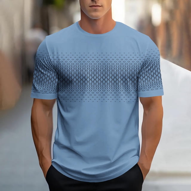 Styesk T-Shirts pour Hommes Mode Décontractée T-shirt Imprimé Sport Manches Courtes Col Rond Blouses Chemises