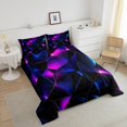 thumbnail image 4 of Erosebridal Chic Geometric Bedding King Comforter Set, Black Purple Down Comforter, Modern Abstract Decor, Reversible 3pcs, 4 of 8