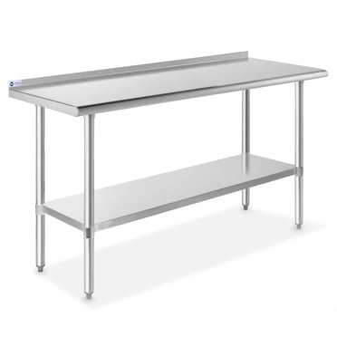 GRIDMANN Table de Préparation de Cuisine en Acier Inoxydable 60 x 24 Pouces avec Dosseret et Tablette Inférieure, Table de Travail Commerciale Certifiée NSF pour Restaurant et Maison