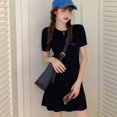 thumbnail image 4 of MesaSe Spring And Summer Simple Dress Fresh Slim  Neck Knitted Short Skirt, 4 of 7