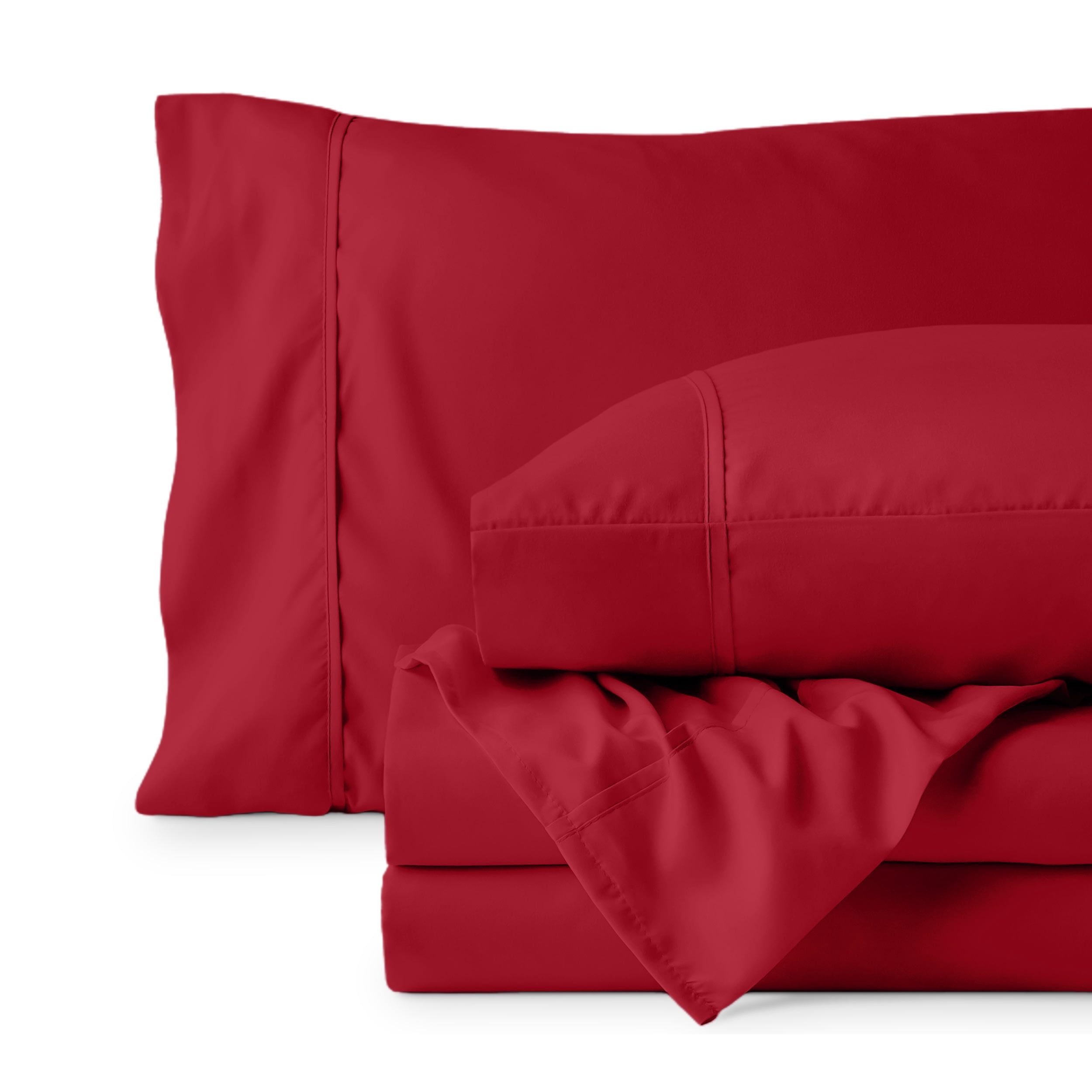 Bare Home Premium 1800 Collection 4-Piece Bed Sheet Set, California King, Red
