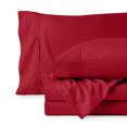 thumbnail image 1 of Bare Home Premium 1800 Collection Ensemble de Draps 4 Pcs, Tête Fendue Très Grand Flexible, Rouge, 1 of 10