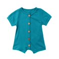 thumbnail image 2 of Baby Boy Girl Round Neck Short Sleeve Romper Button Front Unlocked  Summer Playsuit, 2 of 5