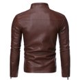 thumbnail image 2 of Qertyioot Manteau en Cuir d'Hiver pour Homme à Fermeture Éclair, Manches Longues, Décontracté, 2 of 3