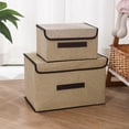 thumbnail image 1 of Meitianfacai 2-pack Large And Small Flip Storage Boxes Foldable Wardrobe Storage Boxes Fabric Storage Boxes With Handles For Organizing Clothes Bedding Toys Books Documents, Beige, 1 of 1