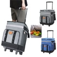 thumbnail image 1 of wycnly Telescopic Handle Ice Bag Large Capacity Rolling Cooler Insulated Box with Wheels Portable Dual Compartment for Car Outdoor Picnic 10.8x9.8x7in Clearance, 1 of 8
