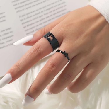 RKSTN Bagues pour Femmes Style Punk Couple Personnalité Creux Groupe de Mariage pour Femmes
